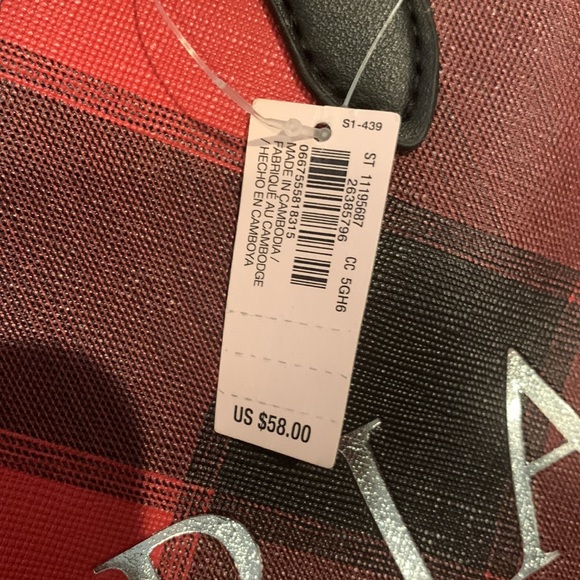 RL - Victoria's Secret Red Black Plaid Holiday Weekender Tote - Picture 9 of 12